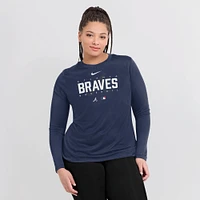 T-shirt à manches longues Nike Atlanta Braves Authentic Collection Legend Performance pour femme, bleu marine