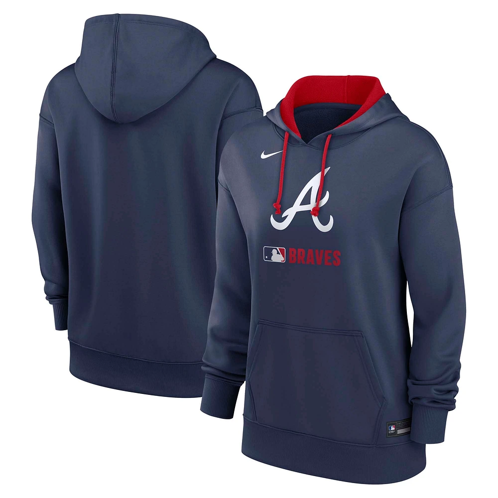 Women's Nike Navy Atlanta Braves Authentic Collection Performance Pullover Hoodie