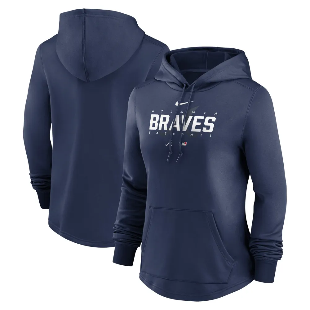 Sweat à capuche Performance d'avant-match Nike Atlanta Braves Authentic Collection pour femme - Bleu marine