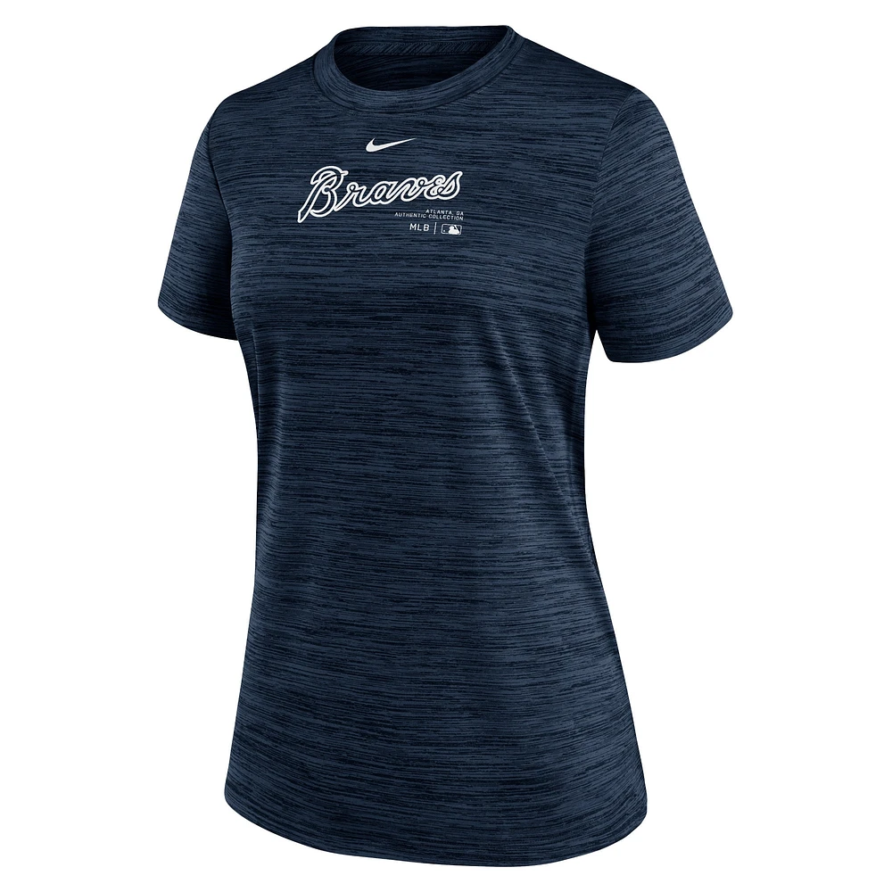 Women's Nike Navy Atlanta Braves Authentic Collection Velocity Performance T-Shirt