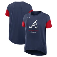 T-shirt fluide Nike bleu marine Atlanta Braves pour femme