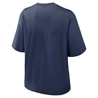 Women's Nike  Navy Atlanta Braves Knockout Boxy T-Shirt