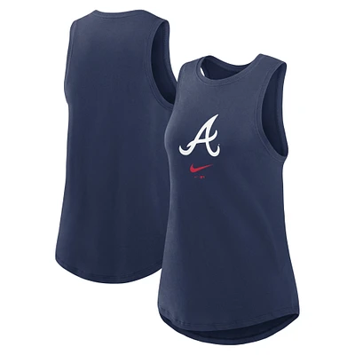 Débardeur tendance à col montant Nike pour femmes des Atlanta Braves Legacy Icon bleu marine