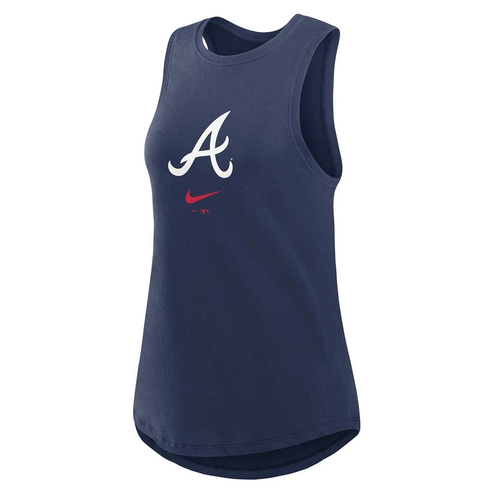 Débardeur Nike bleu marine Atlanta Braves Legacy Icon à col montant pour femme