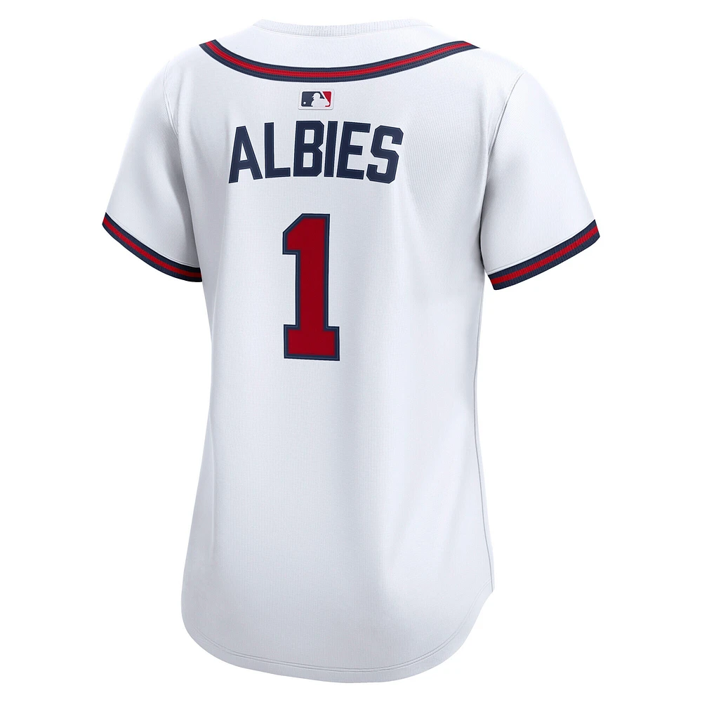 1 maillot de joueur à domicile Nike Ozzie Albies blanc des Atlanta Braves pour femme