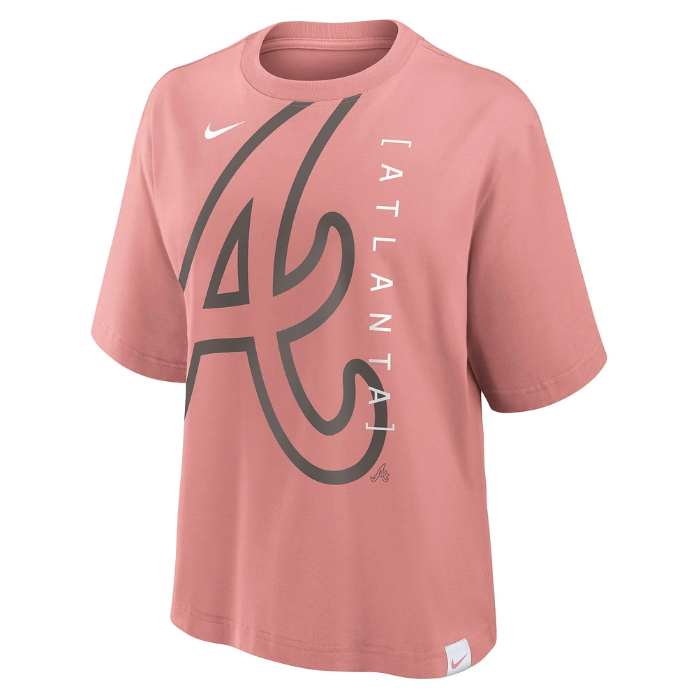 T-shirt boxy Nike Atlanta Braves Statement pour femme rose