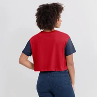 Women's Nike Red/Navy Atlanta Braves Script Cropped Performance T-Shirt