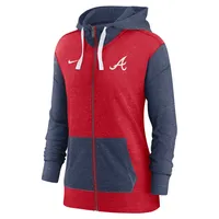 Sweat à capuche entièrement zippé Nike Atlanta Braves rouge pour femme