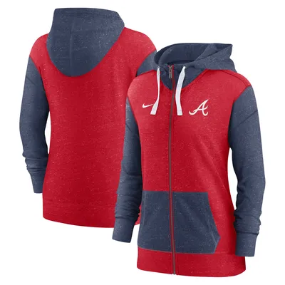 Sweat à capuche entièrement zippé Nike Atlanta Braves rouge pour femme