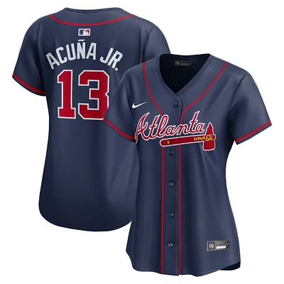 Maillot de joueur alternatif limité Nike Ronald Acuña Jr. des Atlanta Braves pour femme, bleu marine