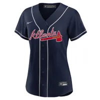 Maillot Nike Ronald Acuna Jr. pour femme, réplique alternative des Braves d'Atlanta, bleu marine