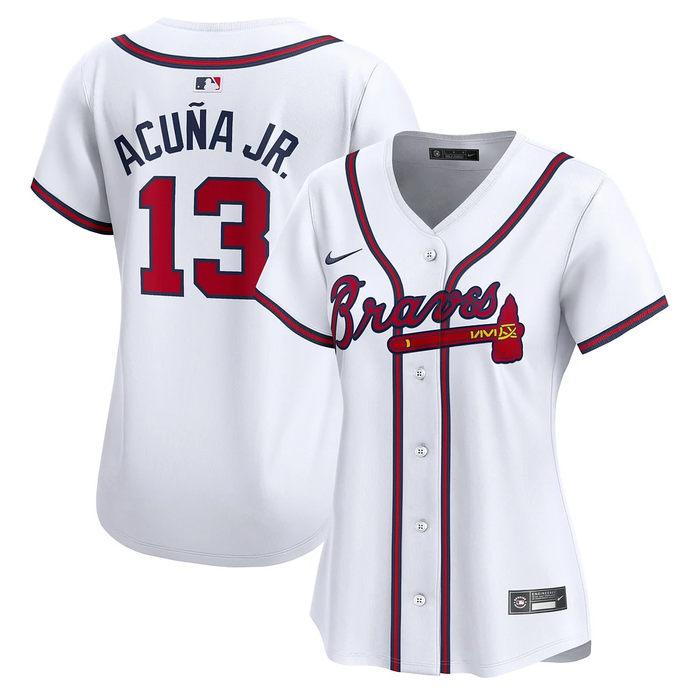 Maillot de joueur Nike Ronald Acuna Atlanta Braves Home Limited pour femme, blanc