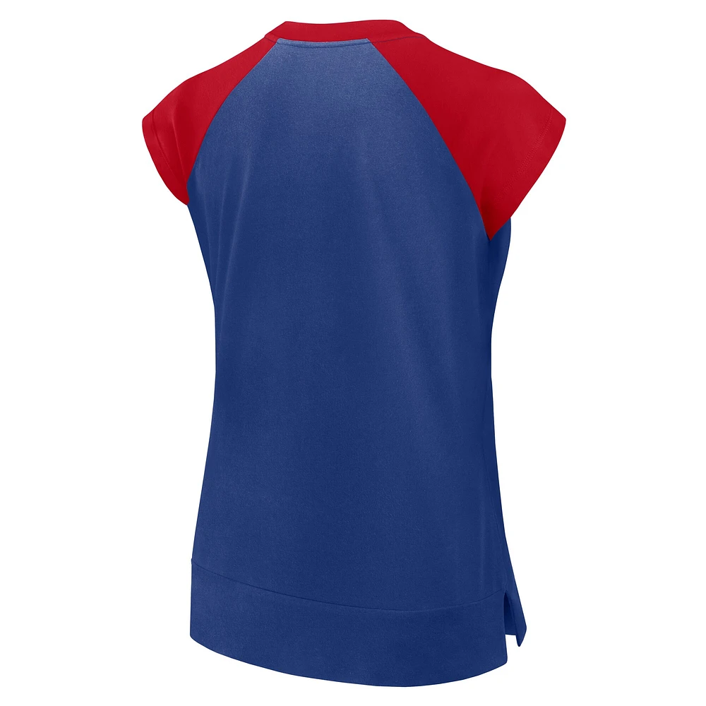 T-shirt Nike Performance raglan bleu royal/rouge Atlanta Braves Cooperstown Collection pour femme