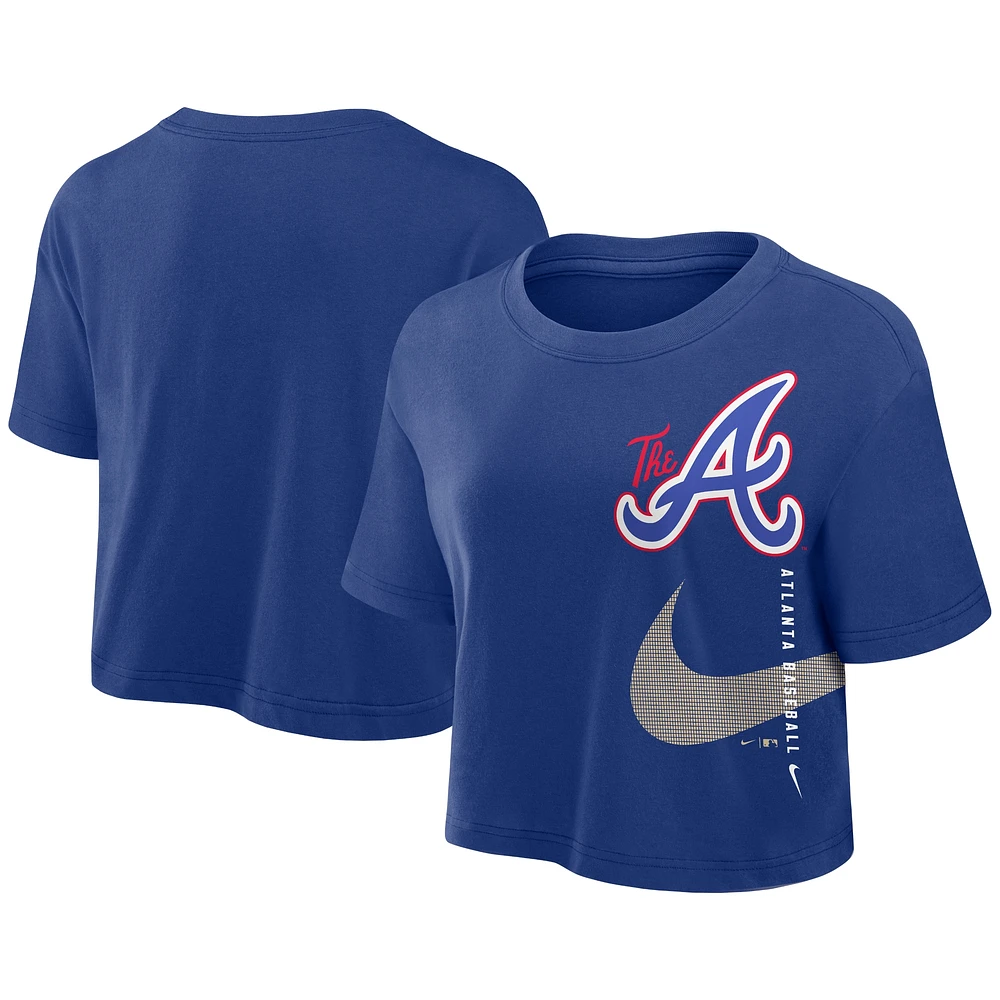 Women's Nike Royal Atlanta Braves City Connect Performance Cropped T-Shirt