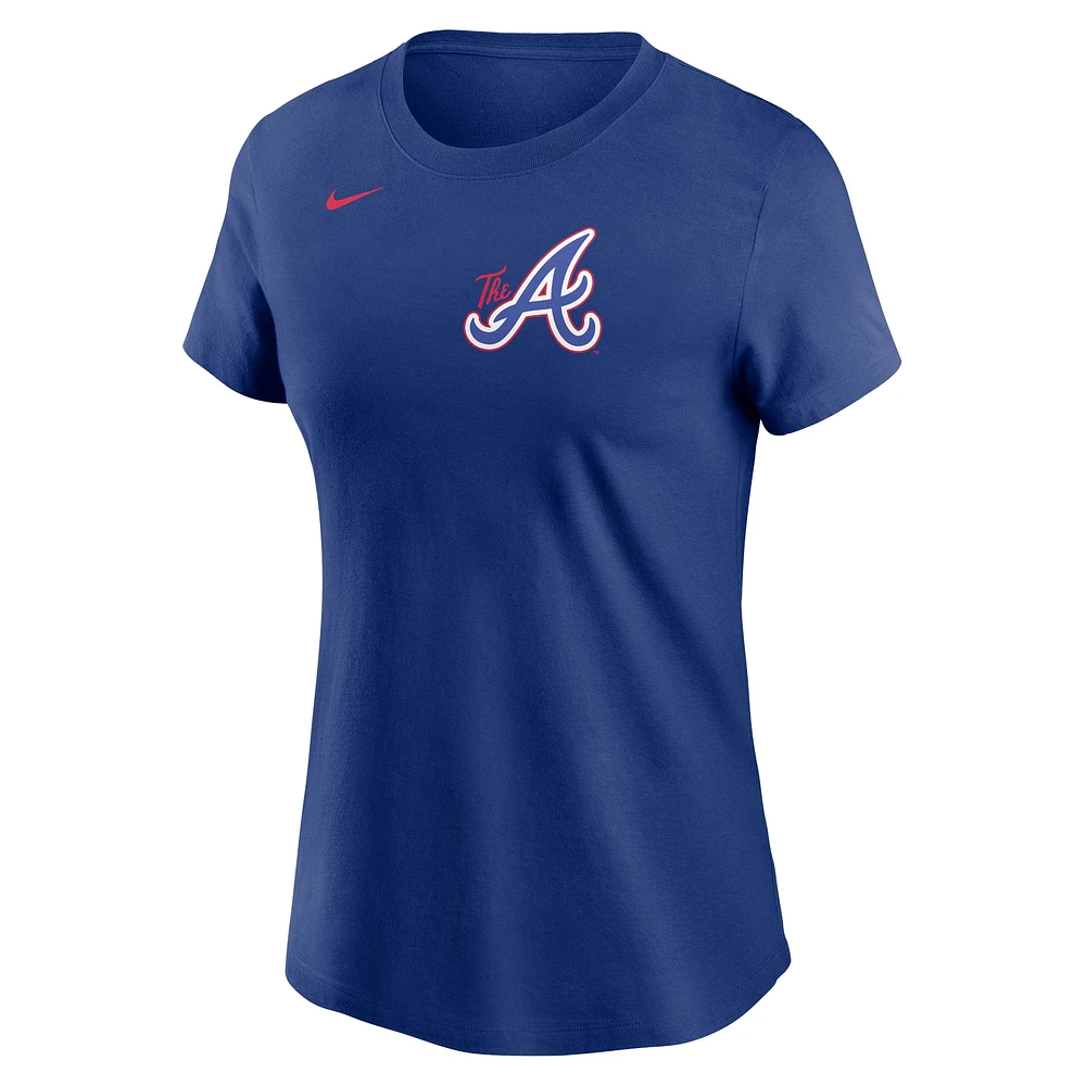 T-shirt Nike Royal Atlanta Braves City Connect avec logo pour femme