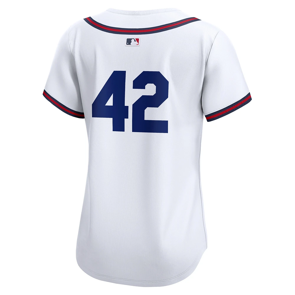 Maillot Nike blanc Atlanta Braves 2024 Jackie Robinson Day Home Limited pour femme