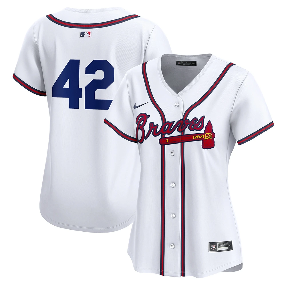 Maillot Nike blanc Atlanta Braves 2024 Jackie Robinson Day Home Limited pour femme