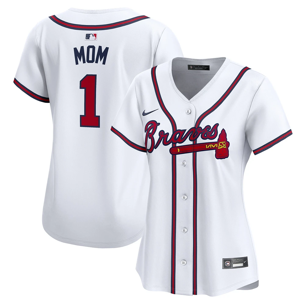 Women's Nike White Atlanta Braves #1 Mom Home Limited Jersey