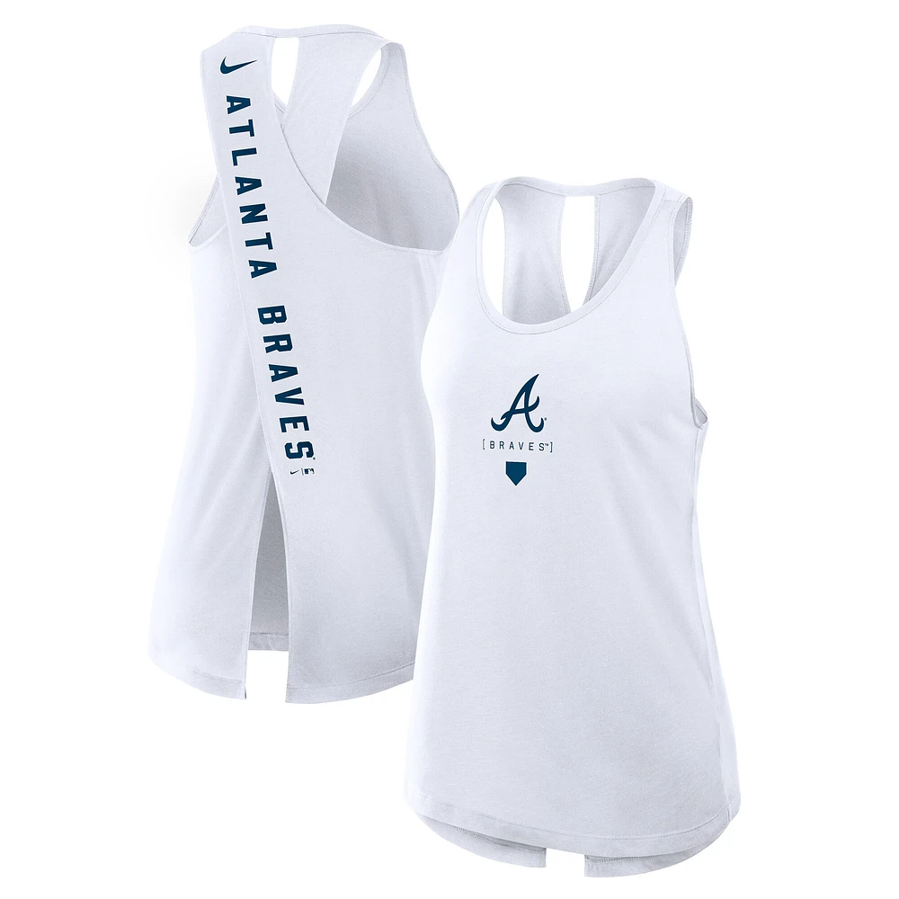 Débardeur Nike Atlanta Braves Team Crossback blanc pour femme