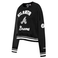 Women's Pro Standard Black Atlanta Braves Pearl Cropped Pullover Sweatshirt