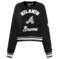 Women's Pro Standard Black Atlanta Braves Pearl Cropped Pullover Sweatshirt