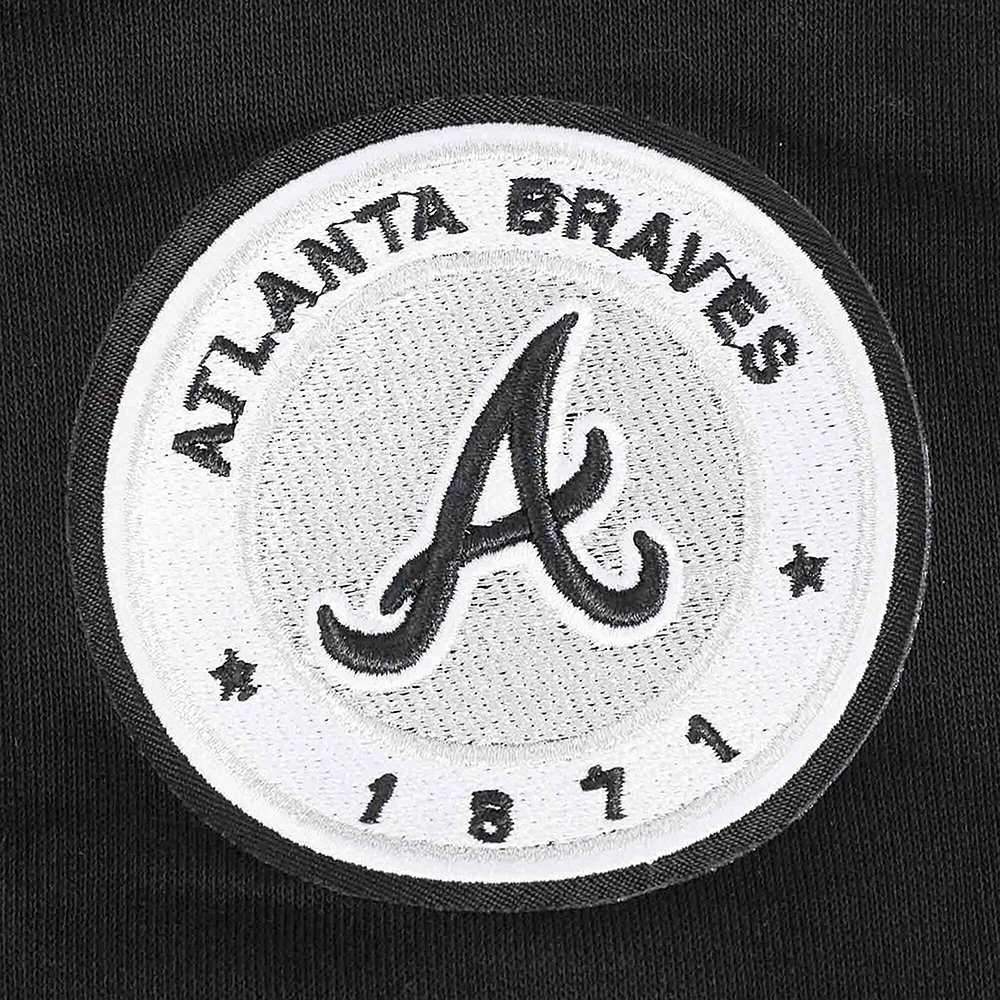 Women's Pro Standard Black Atlanta Braves Pearl Cropped Pullover Sweatshirt