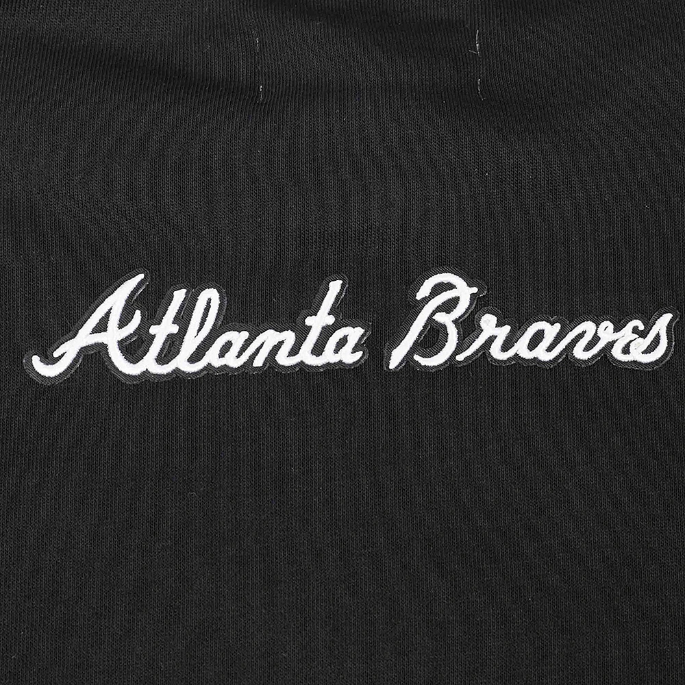 Women's Pro Standard Black Atlanta Braves Pearl Cropped Pullover Sweatshirt