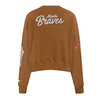 Women's Pro Standard Brown Atlanta Braves Paint The City Pullover Cropped Sweatshirt