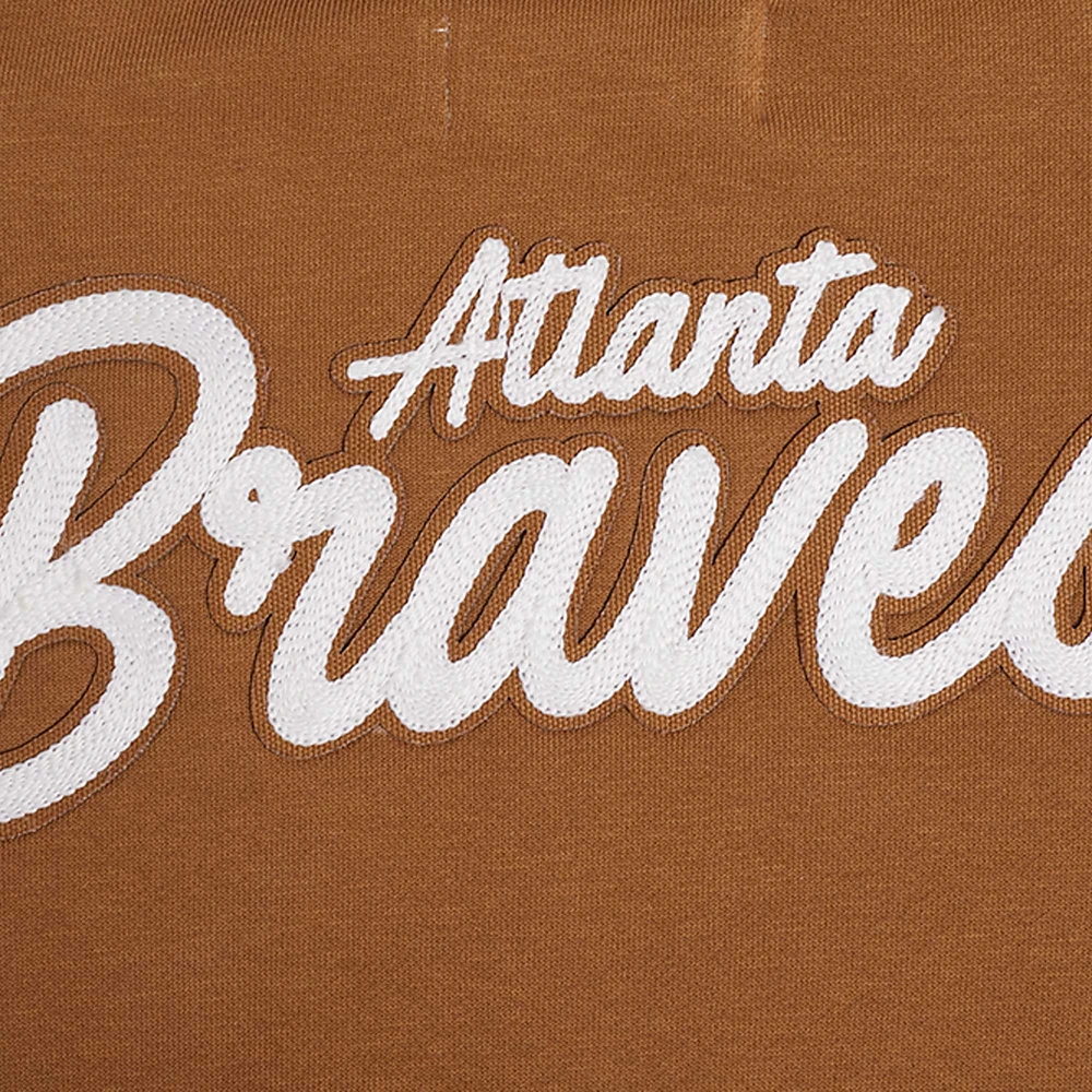 Women's Pro Standard Brown Atlanta Braves Paint The City Pullover Cropped Sweatshirt