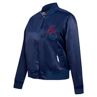 Women's Pro Standard Navy Atlanta Braves Rhinestone Satin Full-Snap Jacket