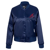 Women's Pro Standard Navy Atlanta Braves Rhinestone Satin Full-Snap Jacket