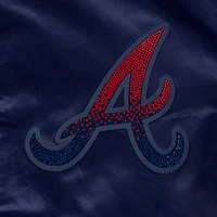 Women's Pro Standard Navy Atlanta Braves Rhinestone Satin Full-Snap Jacket