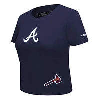 Women's Pro Standard  Navy Atlanta Braves Game Day Classics Baby Doll Cropped T-Shirt