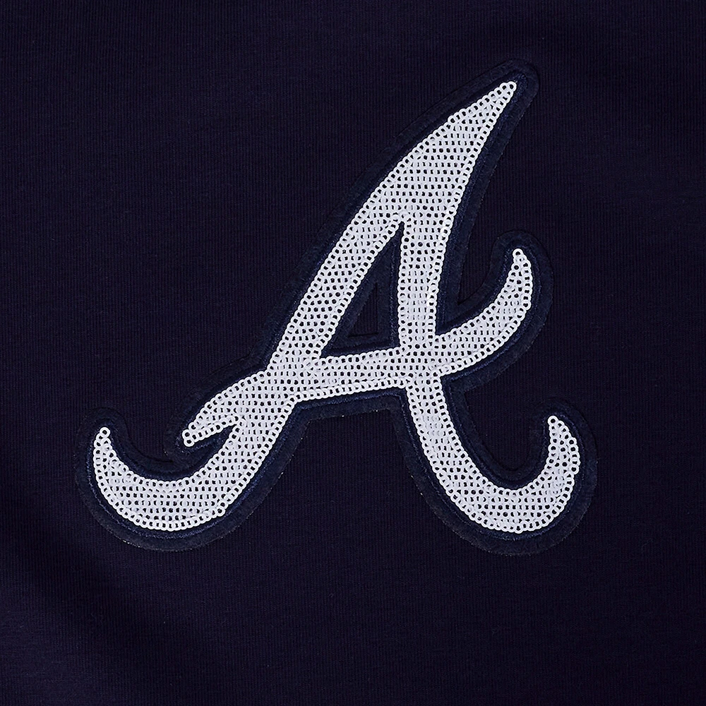 Women's Pro Standard  Navy Atlanta Braves Game Day Classics Baby Doll Cropped T-Shirt
