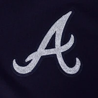 Women's Pro Standard  Navy Atlanta Braves Game Day Classics Baby Doll Cropped T-Shirt