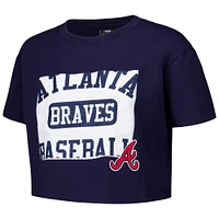 Women's Pro Standard Navy Atlanta Braves Made To Play Boxy Cropped T-Shirt