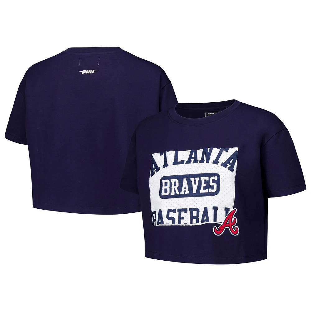 Women's Pro Standard Navy Atlanta Braves Made To Play Boxy Cropped T-Shirt