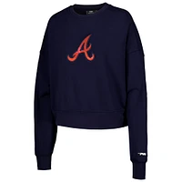 Women's Pro Standard Navy Atlanta Braves Painted Sky Pullover Sweatshirt