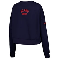 Women's Pro Standard Navy Atlanta Braves Painted Sky Pullover Sweatshirt