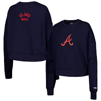 Women's Pro Standard Navy Atlanta Braves Painted Sky Pullover Sweatshirt