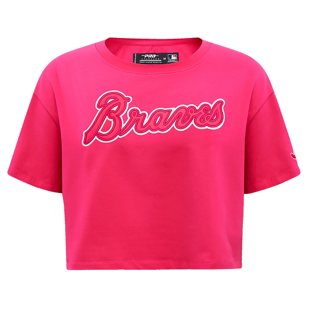 Women's Pro Standard Pink Atlanta Braves Triple Boxy Cropped T-Shirt