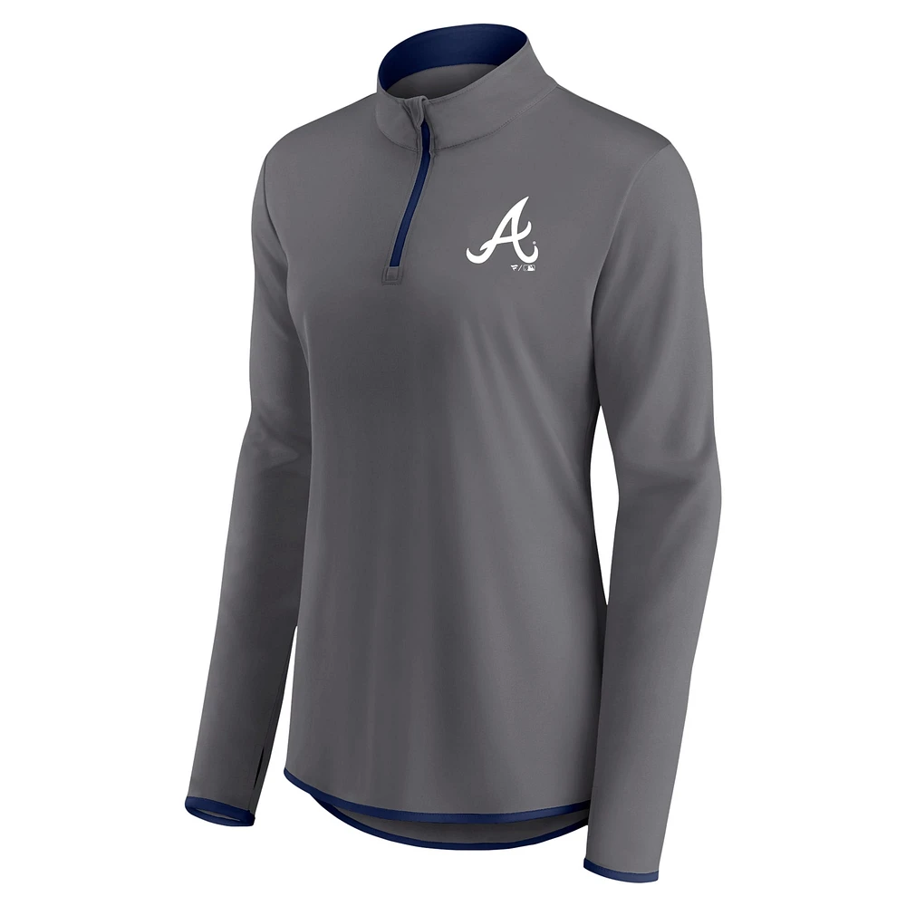 Women's Profile Charcoal Atlanta Braves Plus Quarter-Zip Jacket