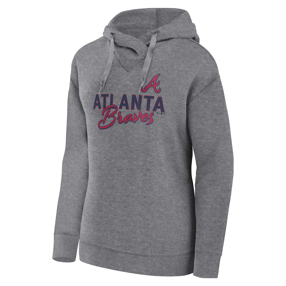 Sweat à capuche taille plus gris chiné pour femme Profile Atlanta Braves