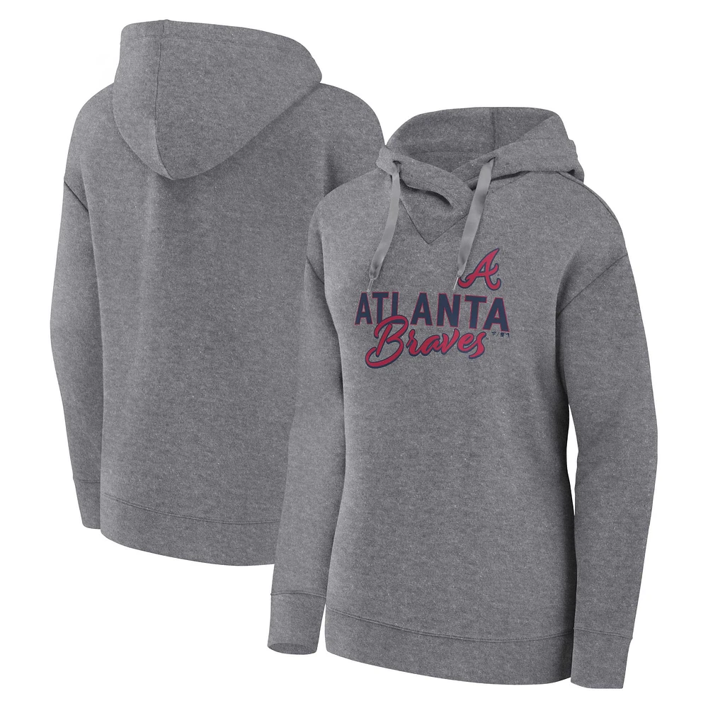 Sweat à capuche taille plus gris chiné pour femme Profile Atlanta Braves