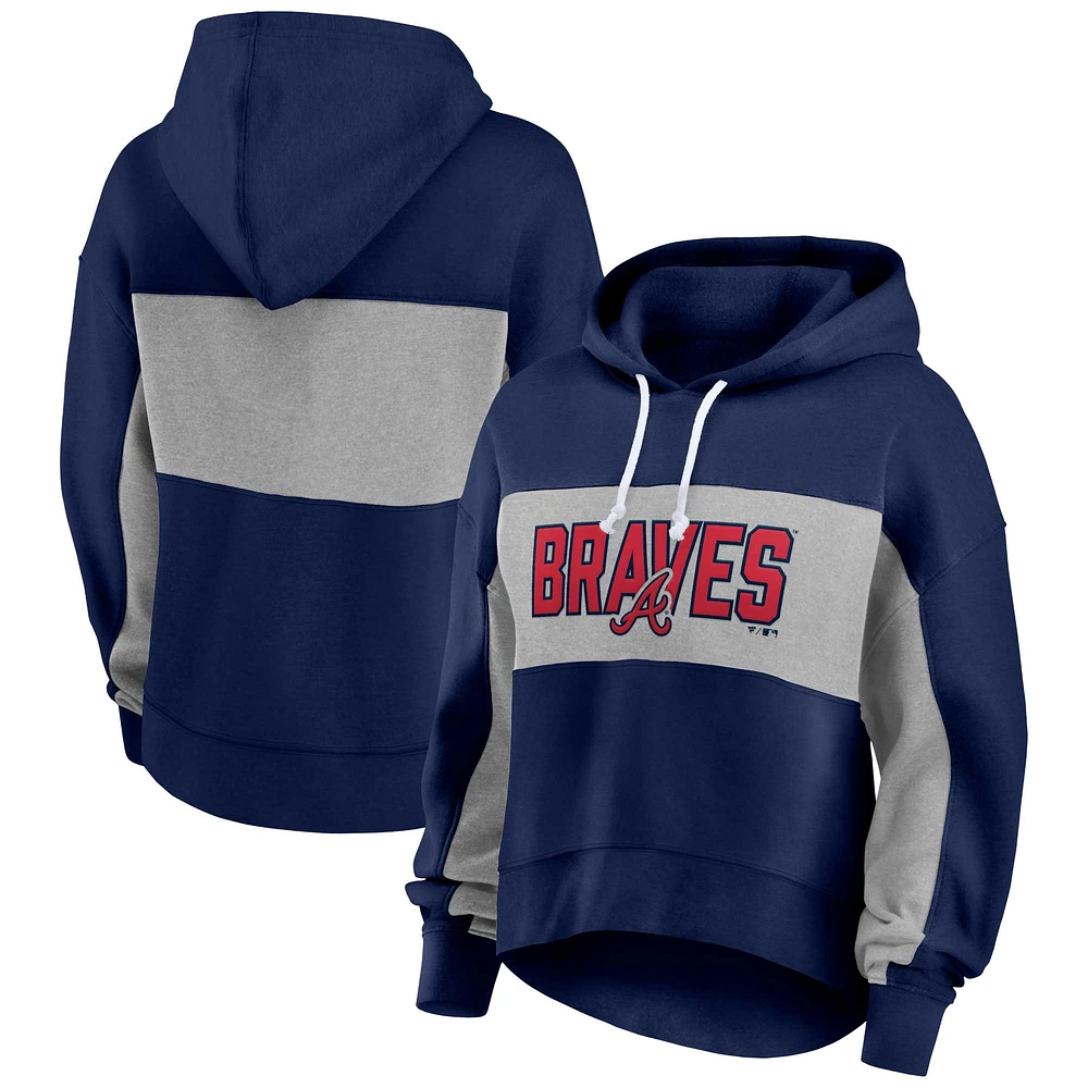 Sweat à capuche taille plus Profile pour femmes des Atlanta Braves, bleu marine