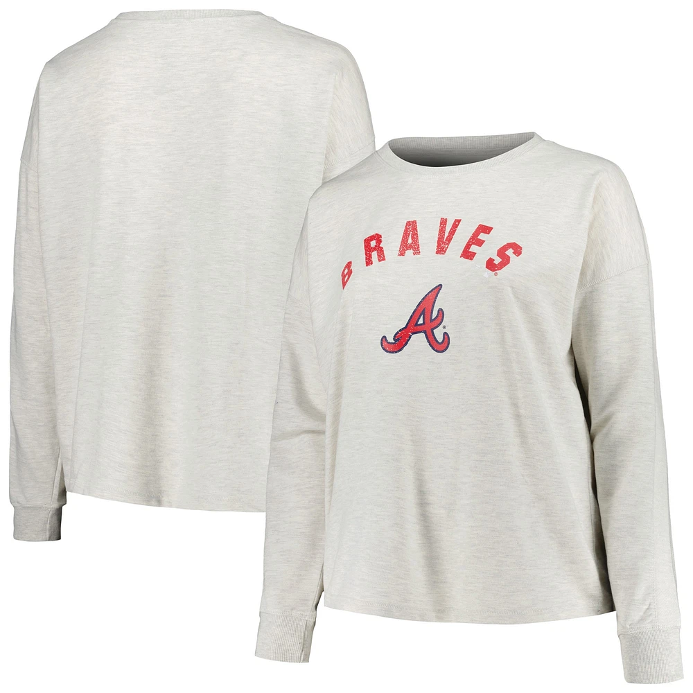 Women's Profile Oatmeal Atlanta Braves Plus French Terry Pullover Sweatshirt