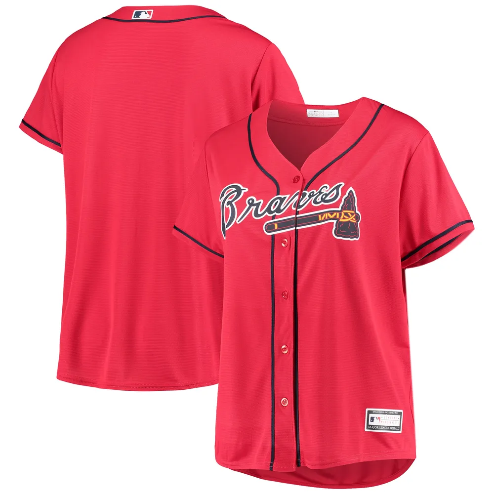 Atlanta Braves Women's Plus Size Alternate Replica Team Jersey - Red