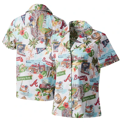 Chemise boutonnée Reyn Spooner Atlanta Braves Scenic Camp pour femme, blanc