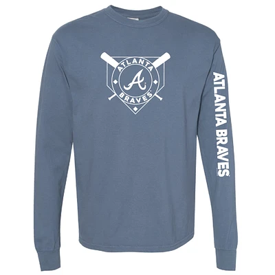 Women's Soft as a Grape Navy Atlanta Braves Pigment Dye Long Sleeve T-Shirt