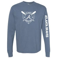 Women's Soft as a Grape Navy Atlanta Braves Pigment Dye Long Sleeve T-Shirt